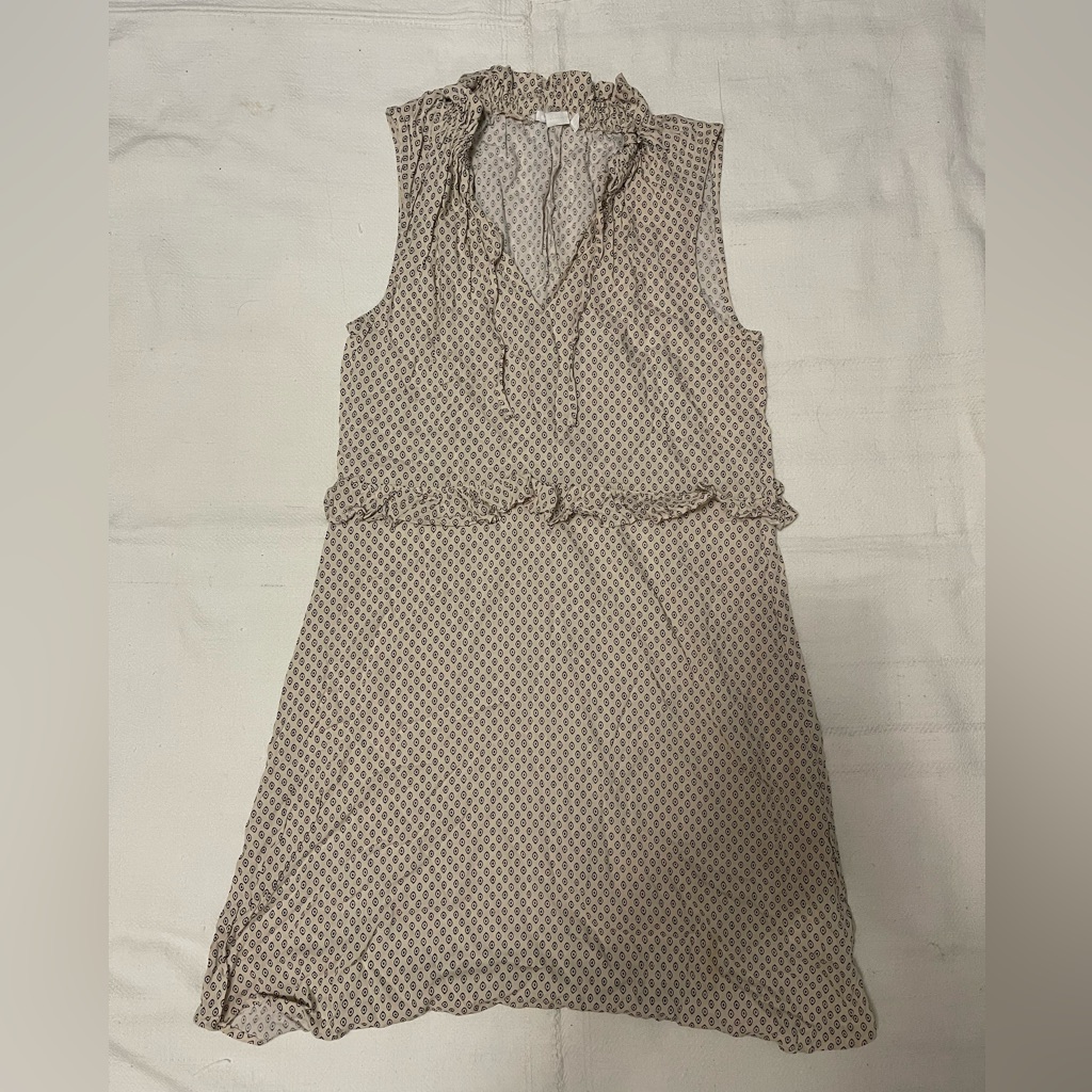 H&M Sleeveless Midi Dress In Beige Pattern